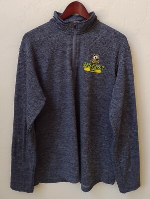 Men s Oregon Ducks Proedge Large Gray Pullover Long Sleeve 1/4 Zip
