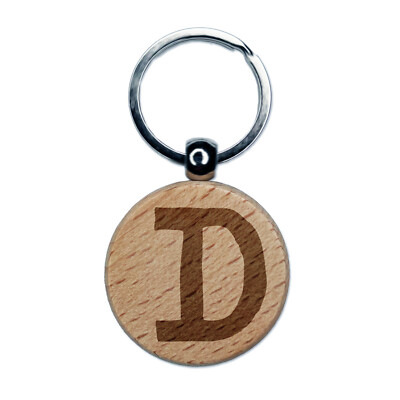 Letter D Uppercase Cute Typewriter Font Engraved Wood Round
