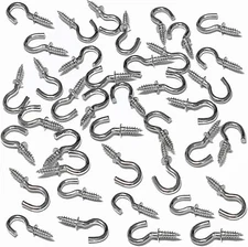 100 Pcs Silver Small Hooks Small Screw Hooks Small Hooks for Hanging Tiny Scre