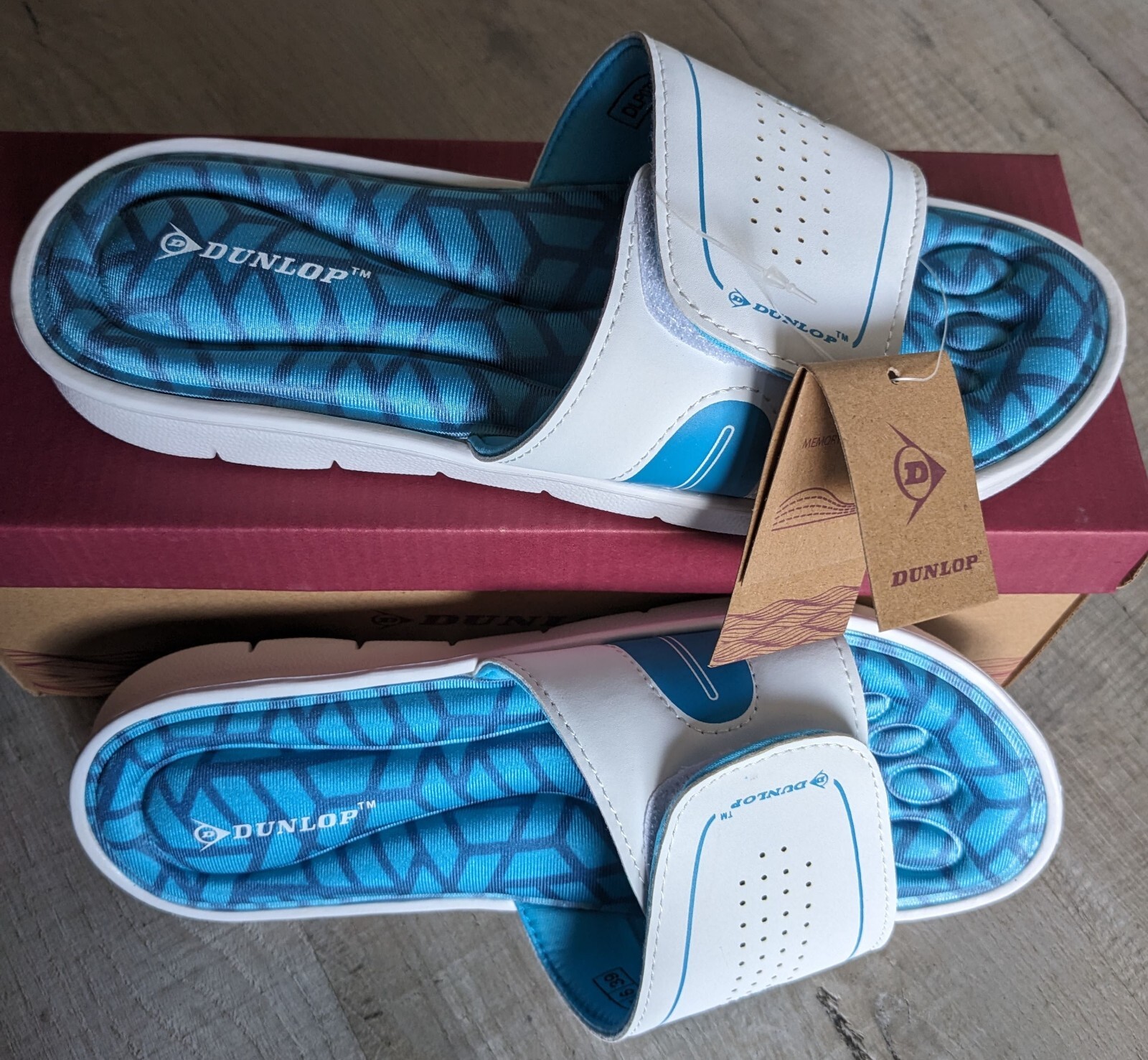 APL Dunlop cursori memory foam blu bianco **TAGLIA 5** **GRATUITI UK P+P** CON ETICHETTE