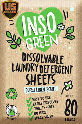 Eco Laundry Detergent Sheets - 80 Loads Laundry Sheets Detergent - 40 No Plastic