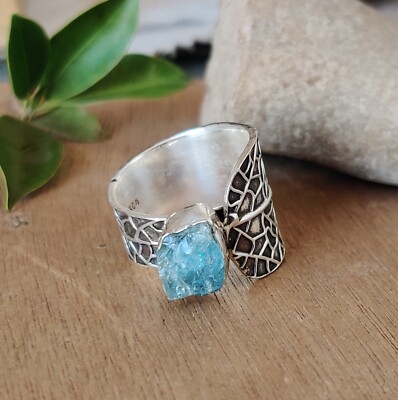 Leaf Designer Aquamarine Ring 925 Sterling Silver Some Size Available MO9208