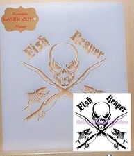 Single layer Fish Reaper Airbrush art stencil clear Mylar ships worldwide.