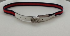 NWT NEW Gucci Kids Girls Boys Blue red white web GG adjustable belt L 284862 GA1