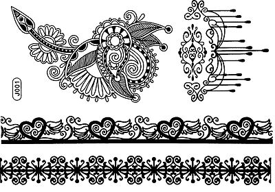 Tattoo Einmal Flash Klebe Braut Hochzeit Fuß Kette Henna Taufe Party Schwarz J1S