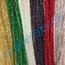 GLITTER/TINSEL  Craft Stems Pipe Cleaners for Crafts 30cm x 6mm  10-500 stems