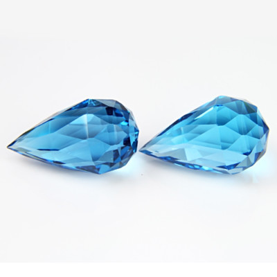 16.36Cts Glorious Natural Swizz Blue Topaz 15x8.6mm Briolette Matching Pair Gems