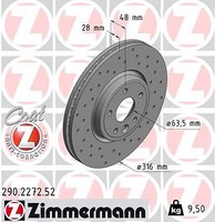 2X Zimmermann 290.2272.52 Bremsscheibe FüR Jaguar