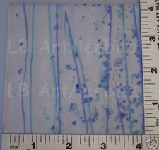 4"x 4" ROYAL  TURQUOISE FRIT W/ COBALT  TURQ STREAMERS BULLSEYE GLASS 90 COE