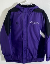 OFFICIAL NFL Baltimore Ravens Puffer Jacket YOUTH LARGE 14/16 Purple hooded