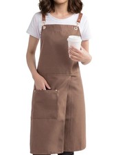 Pottery Apron Split Leg Cross Back Chef Pockets Painting Cooking Baking