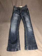 Ariat Real Denim Youth Girls Size 8 Blue Denim Jeans Boot Cut Dark Buttons