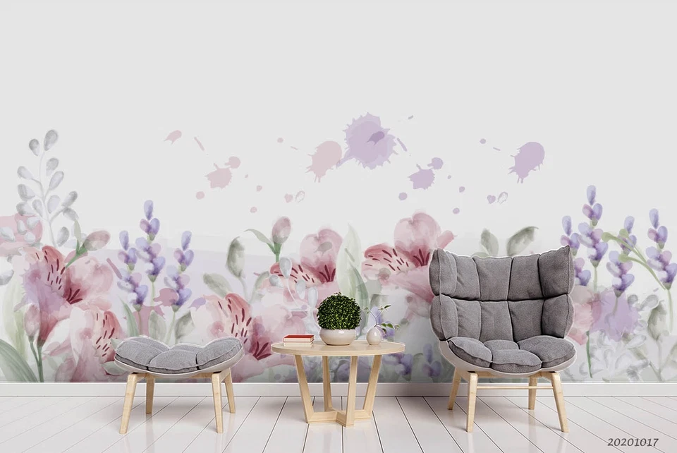 3D Flowers Floral Watercolor Wall Murals Wallpaper Murals Wall Sticker 2 - Image 3 of 4