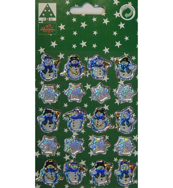 Glitzer Weihnachts Sticker 20 Aufkleber Weihnachten 12 X Schneemann 39210919-image