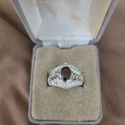 Vintage 925 Sterling Silver Ring Size 8 With Red Stone