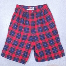 Vintage Pendleton Shorts Women 10 Wool Mason Tartan Plaid Pleated 28 Waist Lined