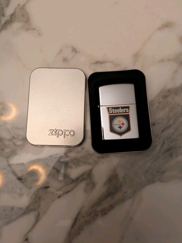 NFL Steelers Shield Zippo Lighter Tin Case Bradford PA Chrome Finish New
