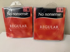 Lot Of 2 No Nonsense Sheer TOE PANTYHOSE Off Black SIZE B SEALED Made Italy USA