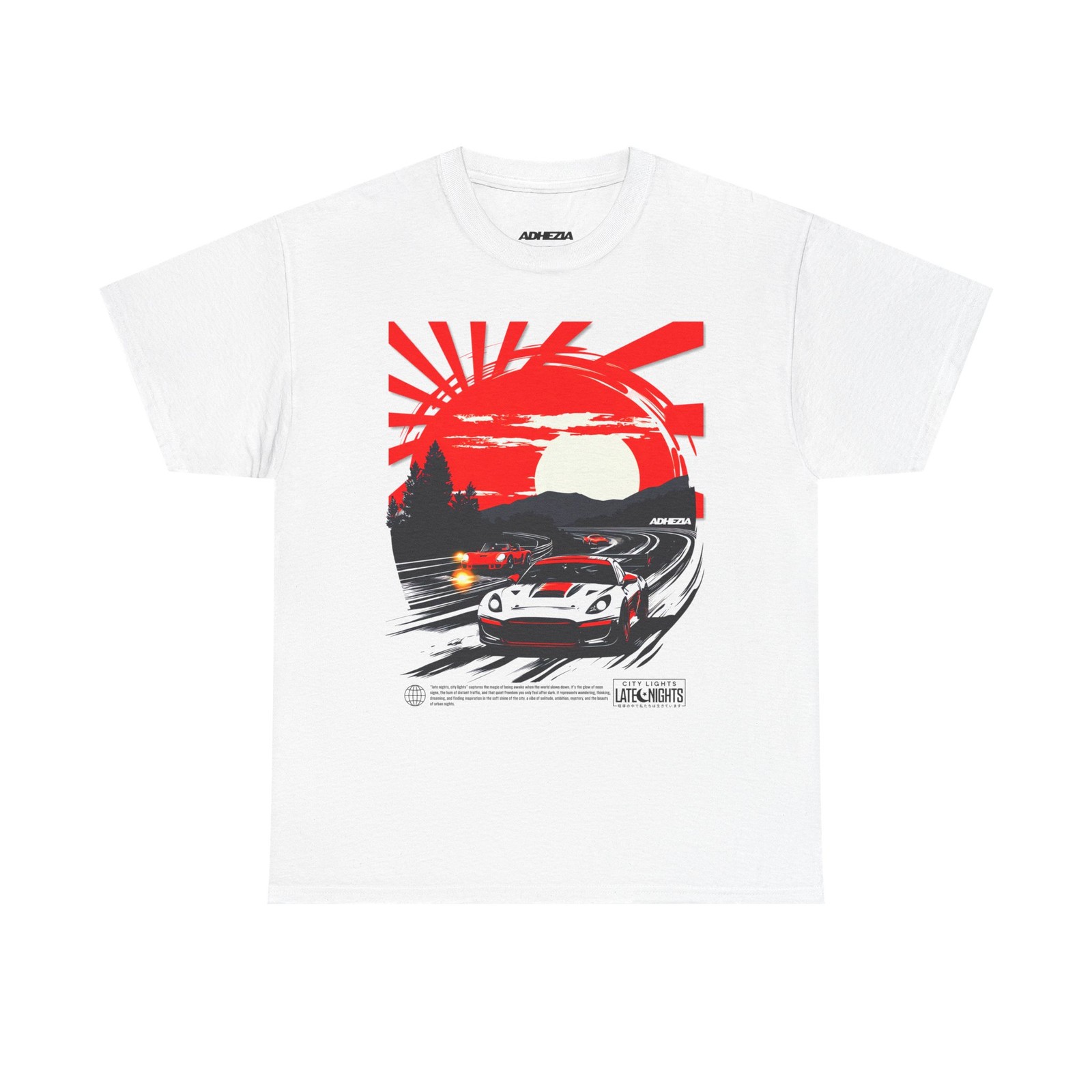 Sunrise Racing Car T-Shirt – Retro Japanese Speed Graphic Tee for Car Enthusiast