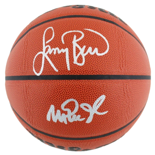 Magic Johnson & Larry Bird Authentic Signed Wilson Basketball BAS Witnessed