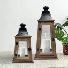 Better Homes  Gardens Rustic Wood Metal Candleholder Lantern, Large