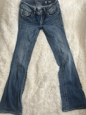 Miss Me Bootcut Blue Jeans Embroidered Beaded Decorative Pockets Women  s Denim