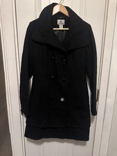 Worthington  Women’s Med Long Sleeve Short Black Double Breasted Pea Coat Size 6