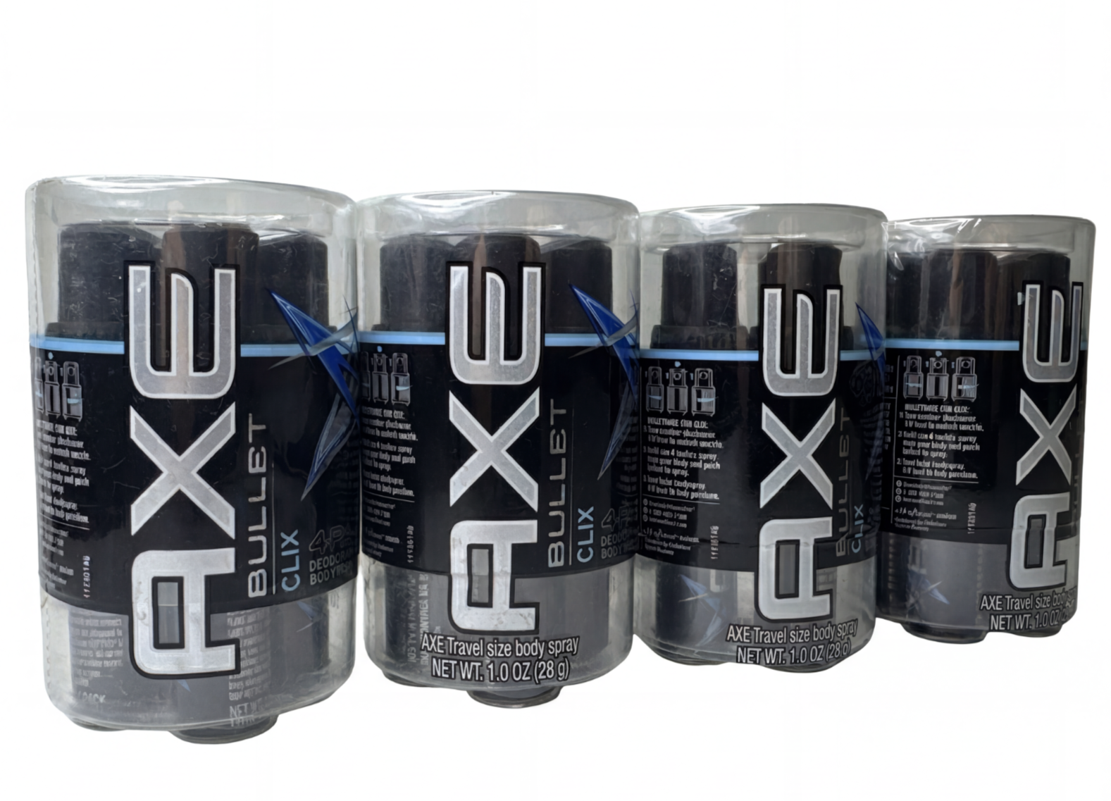 Lot of 4 AXE CLIX Bullet Deodorant Body Spray 4 Count each Travel Size ...