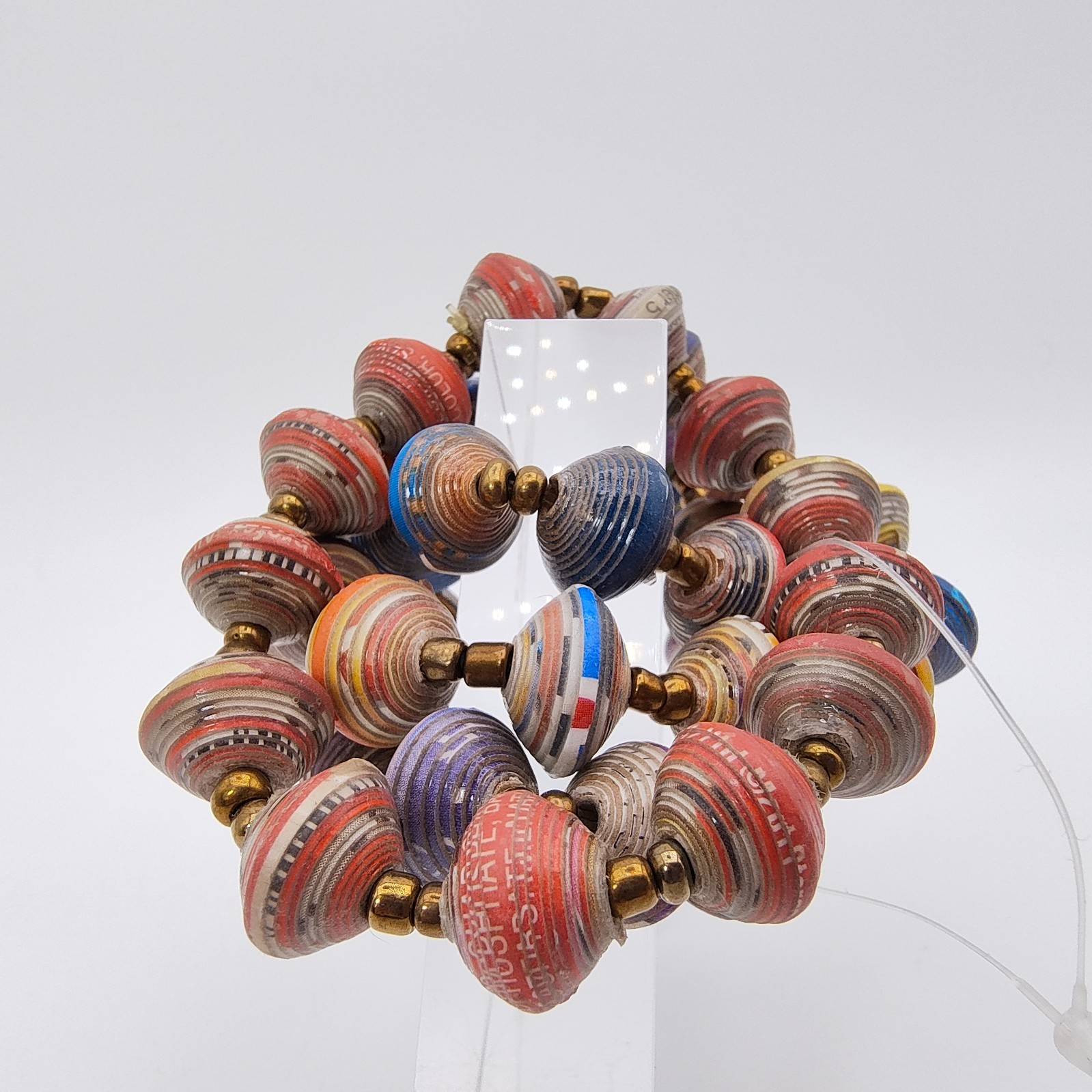 Boho Stackable Recycled Paper Bead Bracelets Set … - image 4