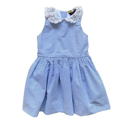 Polo Ralph Lauren Dress Girls Plaid Crochet Seersucker Summery Nautical