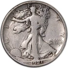 1921-D Very Good Walking Liberty Half Dollar 50C Denver VG+ Dets. KEY DATE