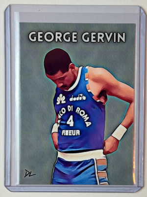 George Gervin Limited Edition Artist Signed ''Banco Di Roma'' Trading Card 2/10