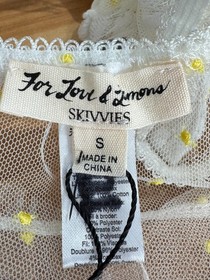 For Love & Lemons Skivvies Sugar Plum Thong Daisy Embroidered Bodysuit Sz S NEW