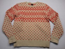 J.Crew Sweater Mens Medium Beige Fair Isle Lambswool Crewneck Knit Pullover