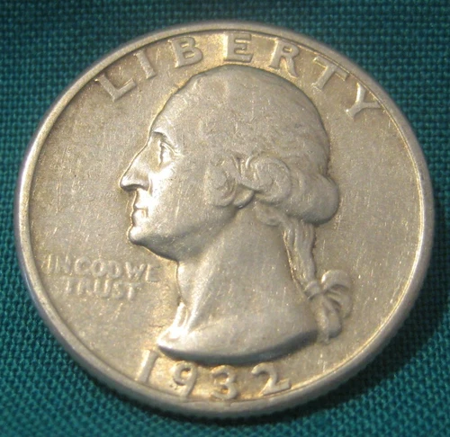 1932-P Washington 90% Silver 25c-1st Year-Higher Grade-Low Mintage-XF/AU-#427