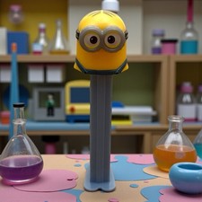 PEZ Despicable Me Candy Dispenser Minion Illumination 7.5 Light Blue Stem Footed