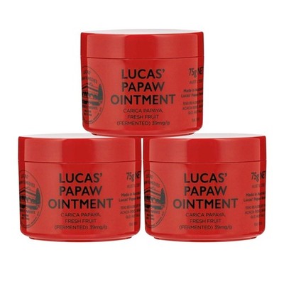Lucas  Papaw Ointment 75g x3 Natural Skin Healing Balm for Cuts & Dry Lips