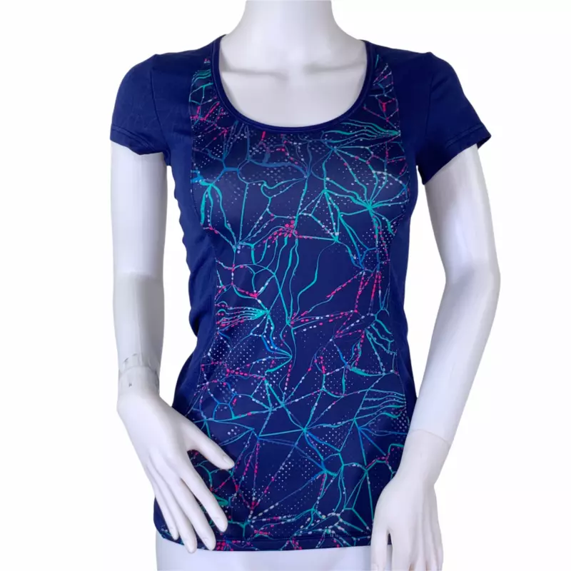 lole cut out back short sleeve geometric athletic upf 50 shirt