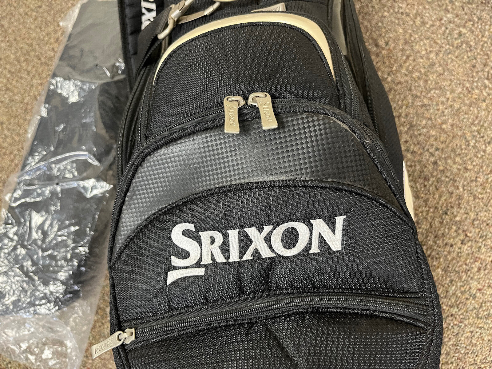 Srixon Tour Staff Golf Bag Black/White 5 Way, 9 Zipped Pockets With
