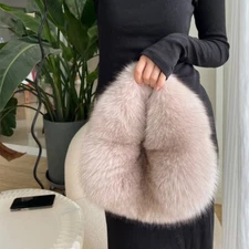 Women's 100% Real Whole Pelt Fox Fur Handbag Luxury Shoulder Bag Tote Purse Bag