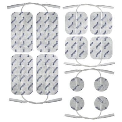 12 TENS Elektroden Pads 2mm-Stecker für TENS EMS Gerät Mischset KLEIN bis GROSS