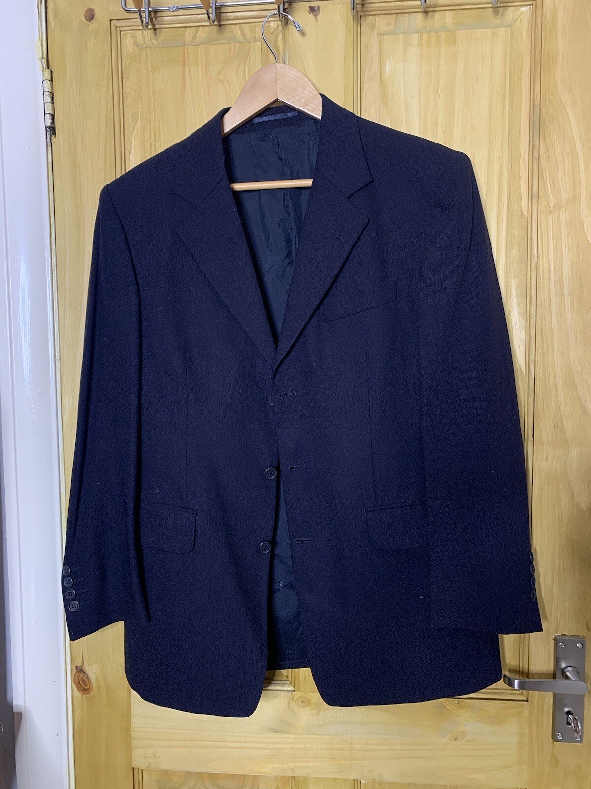 Giacca blazer lana Yves Saint Laurent vintage blu navy nuova taglia 48S cappotto