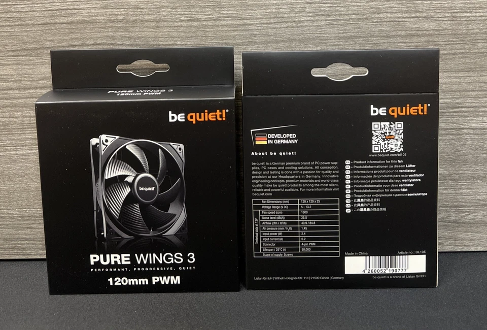 Be Quiet(Two Pack) Pure Wings 3, 120mm PWM Case Fan High Performance Cooling Fan - Image 2 of 4