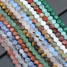 8mm Natural Faceted Hexagon Agate Gemstone Crystal Healing Loose Beads Strand