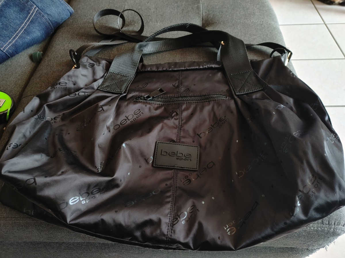 BEBE Large Duffle Bag Black Weekender Bag Approximately 21x15 Inches