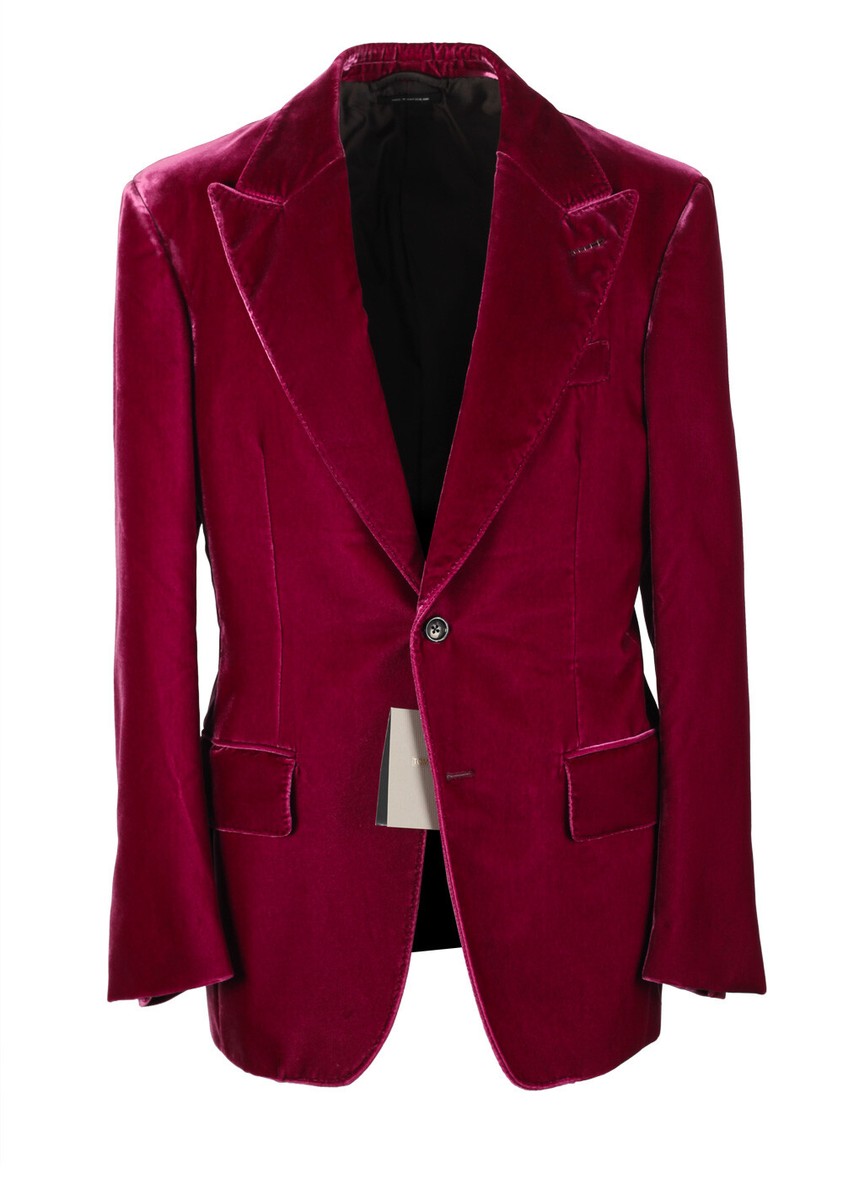 【関税&送料込み】Tom Ford Red Velvet And Viscose Shoulder TOM FORD Cooper Velvet Red Tuxedo Dinner Jacket Size 54 IT