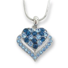 Heart Blue Pendant Charm Made With Swarovski Crystal Gift Love New Necklace
