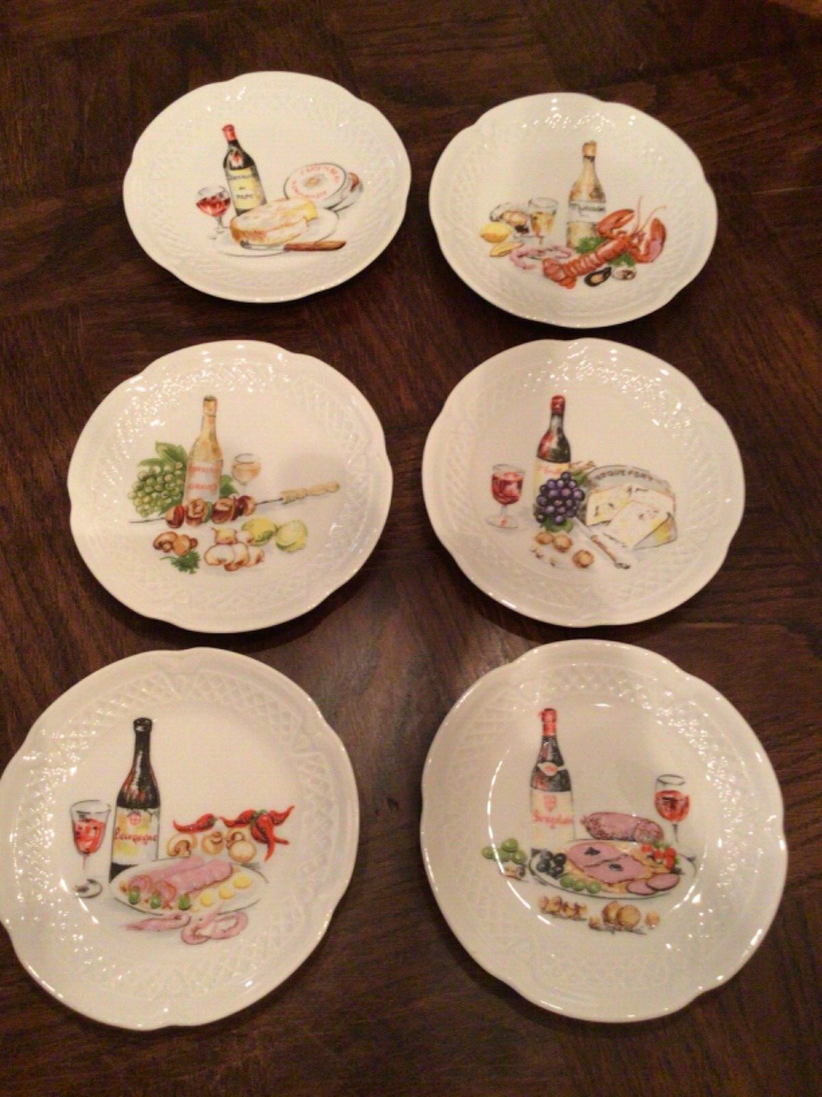 VINTAGE PHILIPPE DESHOULIERES PORCELAIN CANAPÉ PLATES NIB