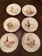 VINTAGE PHILIPPE DESHOULIERES PORCELAIN CANAPÉ PLATES NIB