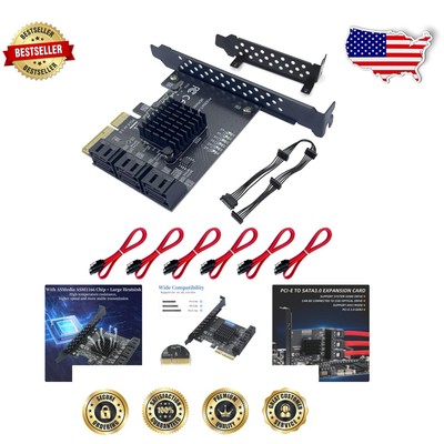 6-Port SATA III PCIe Expansion Card with Low Profile Bracket - Versatile Design